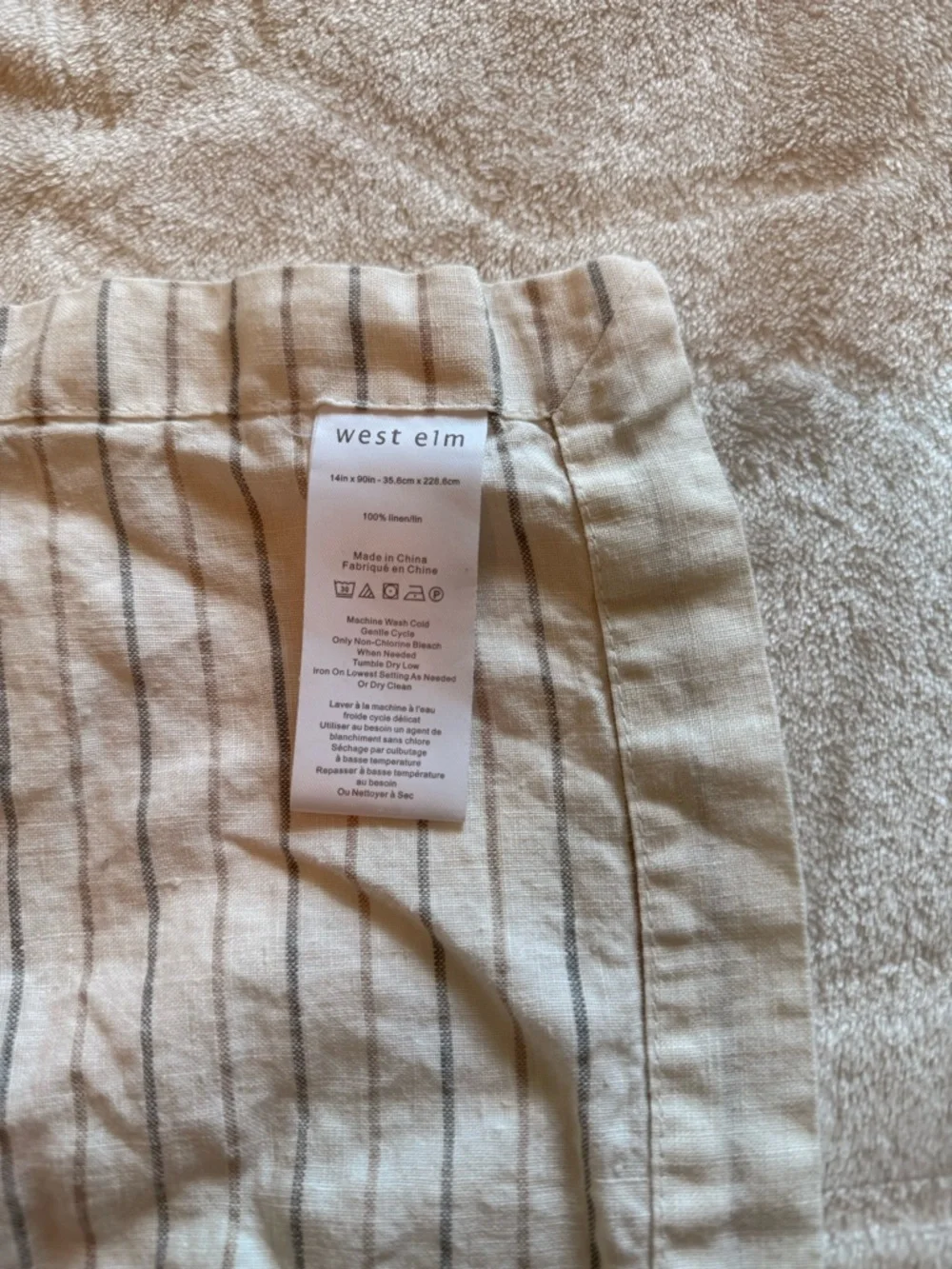 (2) West Elm White and Gray Striped Table Runner